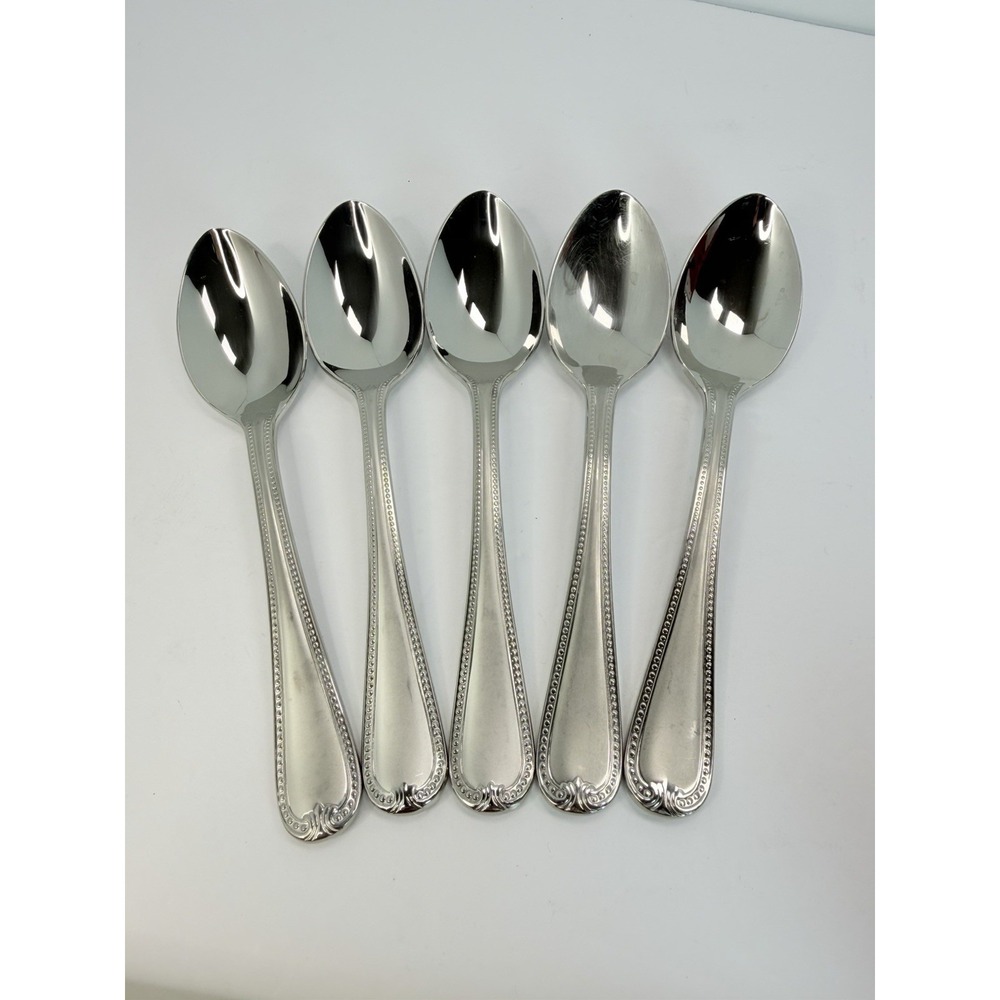 Lenox Vintage Jewel Frosted 5 Soup Spoons Frosted 18/10 Stainless Steel Flatware